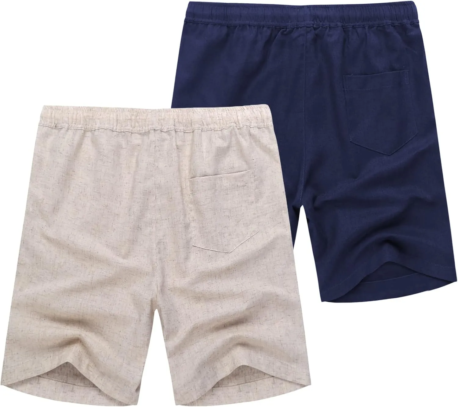 COOFANDY Men's Linen Shorts Casual Elastic Waist Drawstring Summer Beach Shorts