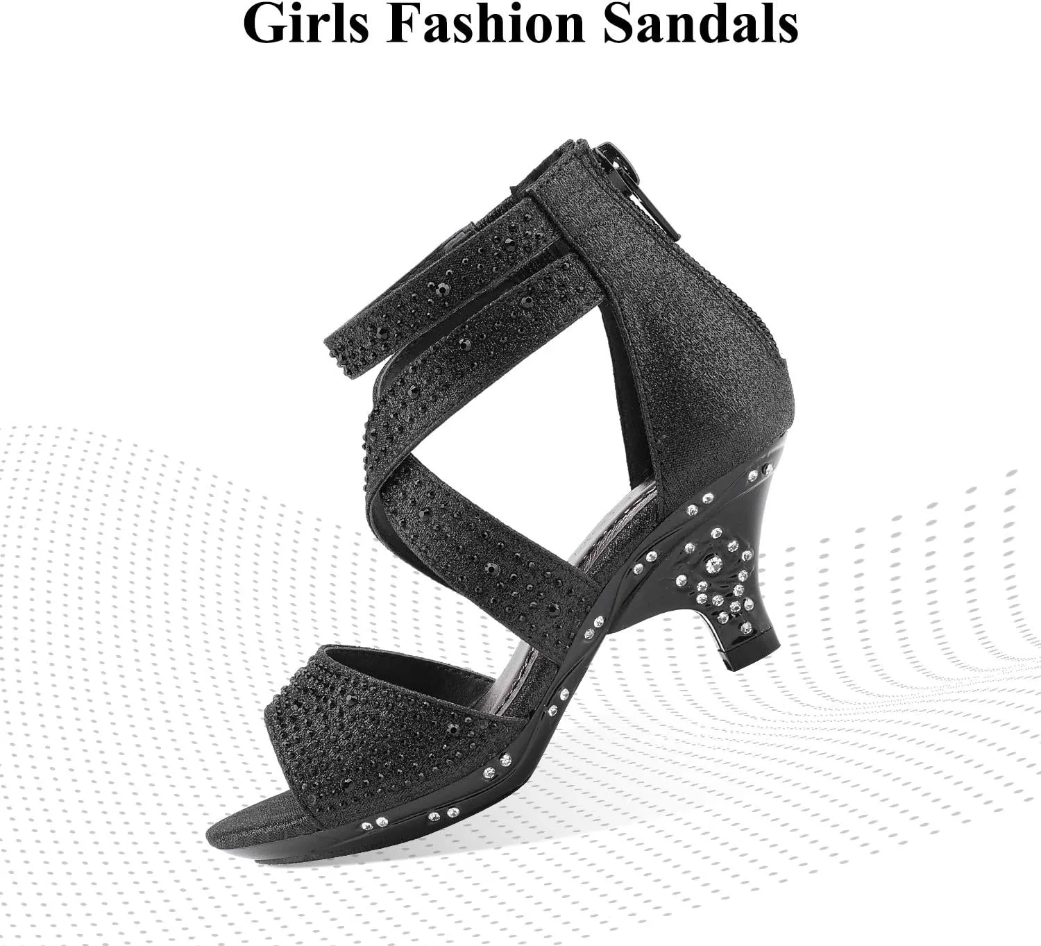 DREAM PAIRS Girls Sandals Low Heel Dress Pump Sandals