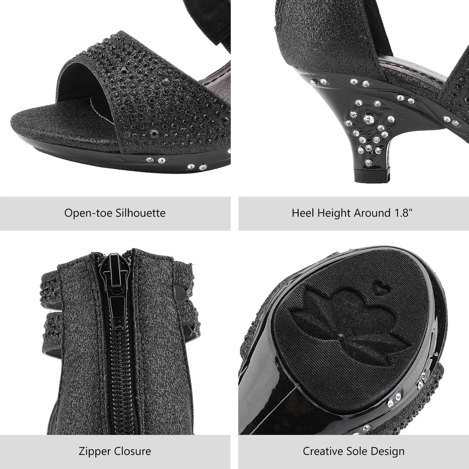 DREAM PAIRS Girls Sandals Low Heel Dress Pump Sandals