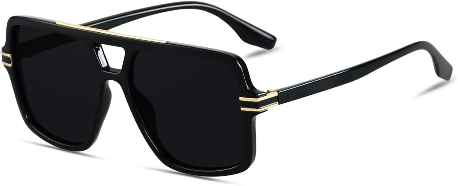 LYZOIT Retro Oversized Square Aviator Sunglasses Womens Polarized Trendy Big Large Rectangle Sun Glasses