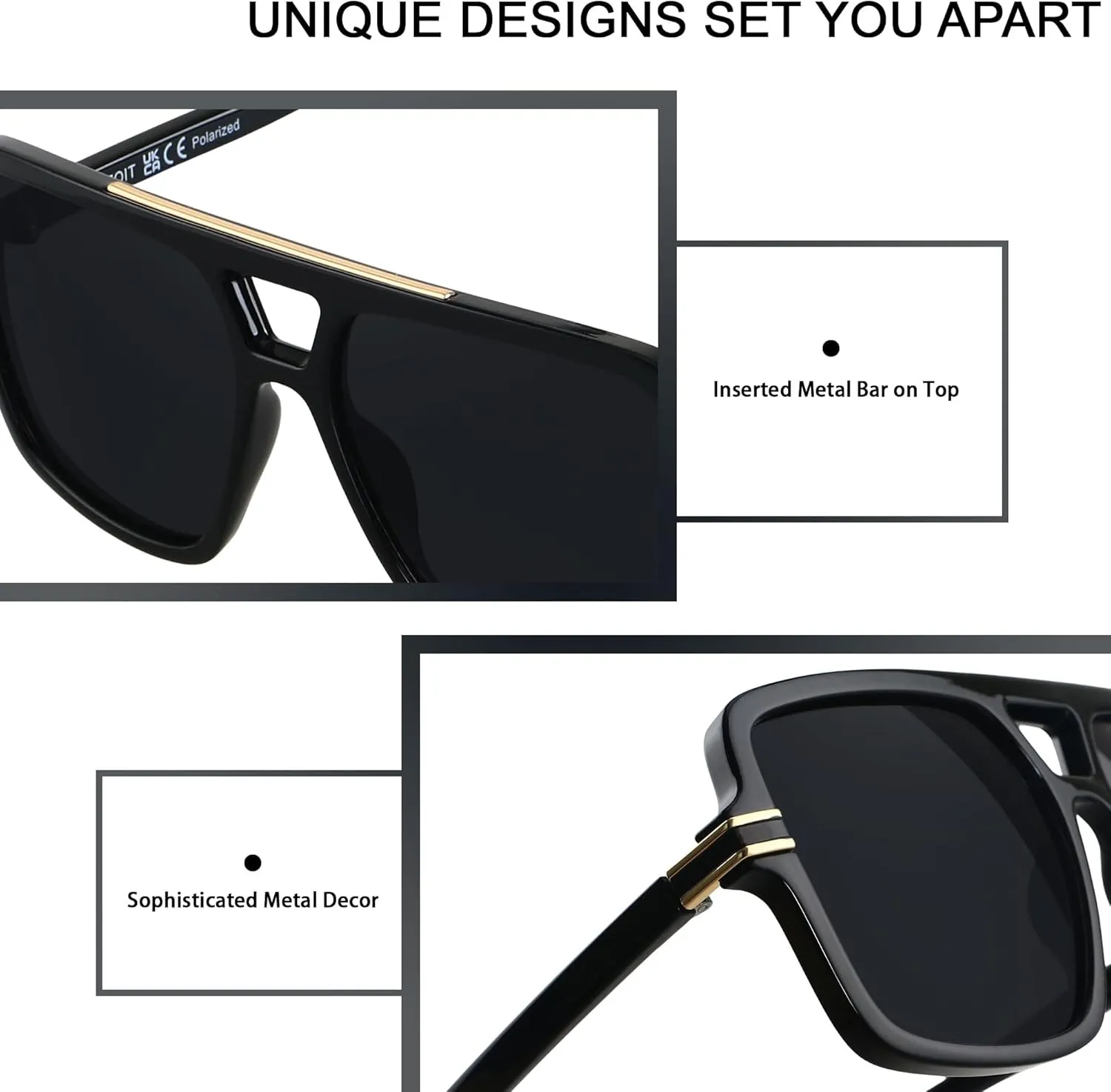LYZOIT Retro Oversized Square Aviator Sunglasses Womens Polarized Trendy Big Large Rectangle Sun Glasses