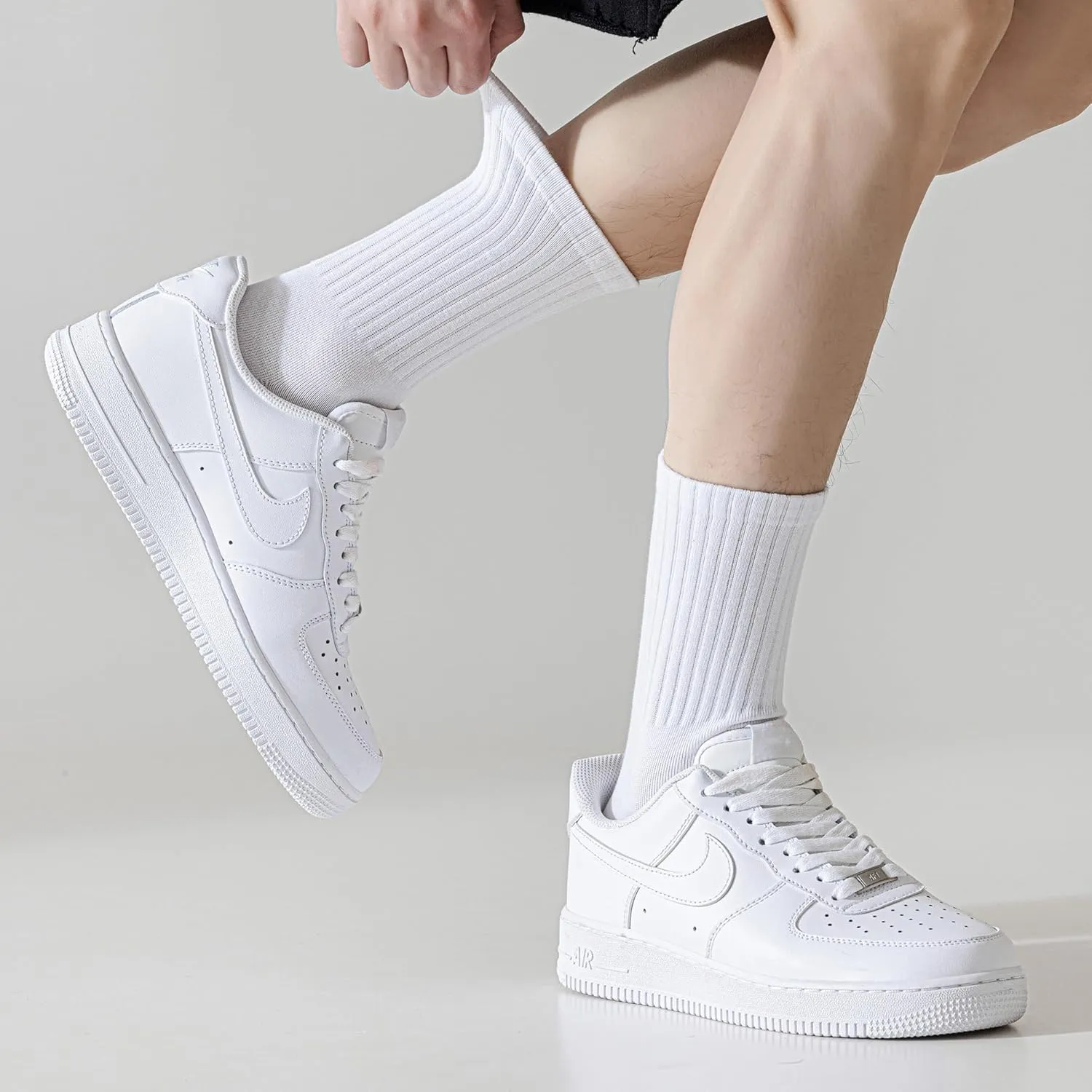 MAGIARTE Mens Athletic Cotton Crew Socks (no cushion) Moisture Wicking Breathable Sports and Casual Socks for Men 5 PACK