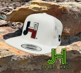 NEW Jobes Hats Trucker - All White 3D Texas Charcoal Outline