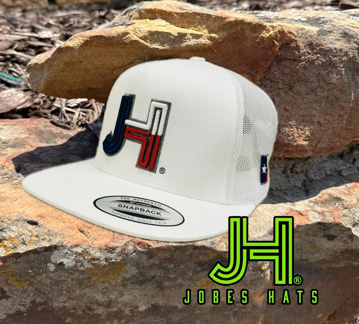 NEW Jobes Hats Trucker - All White 3D Texas Charcoal Outline