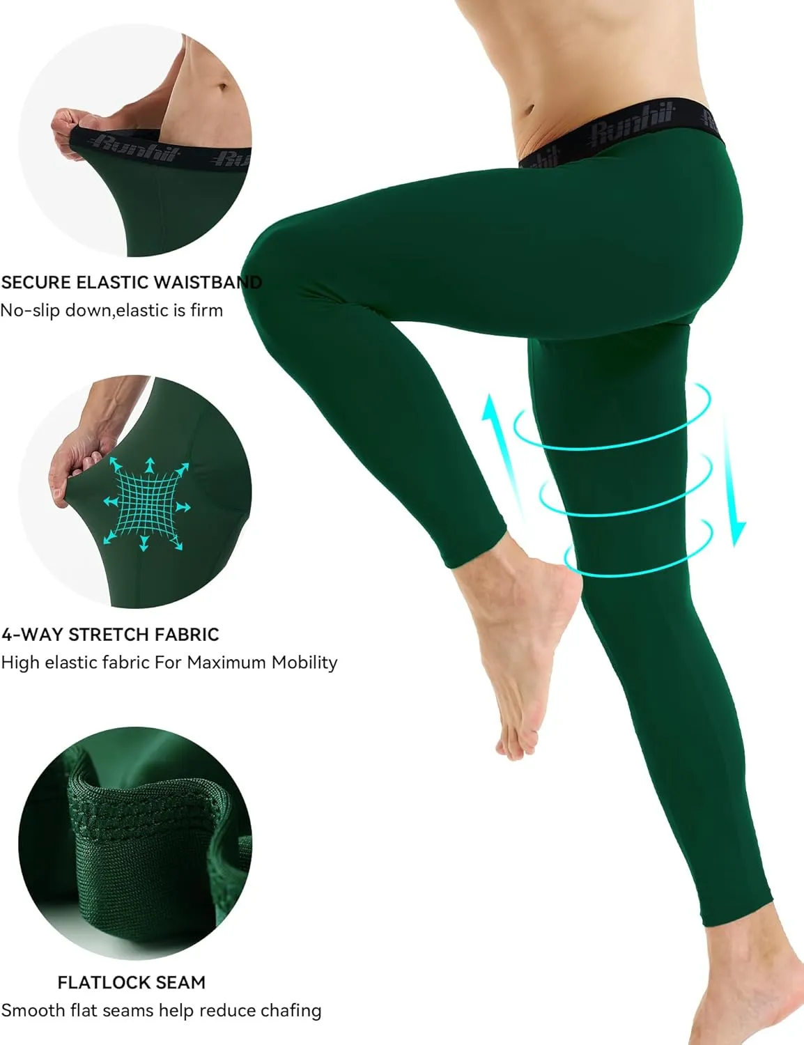 Runhit Men??s Compression Pants Running Tights Workout Leggings Athletic Base Layer Pants for Sports Yoga Basketball