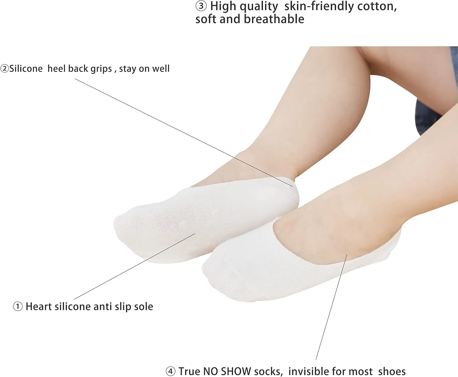 VWU Toddler Socks No Show Kids Baby Thin Cotton Socks Anti Slip Color Assorted 1-8T