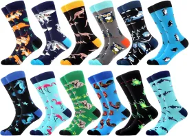 WeciBor Men's Dress Funny Crazy Colorful Novelty Combed Cotton Crew Socks 12 Pack - Size 7-10/10-13/13-15