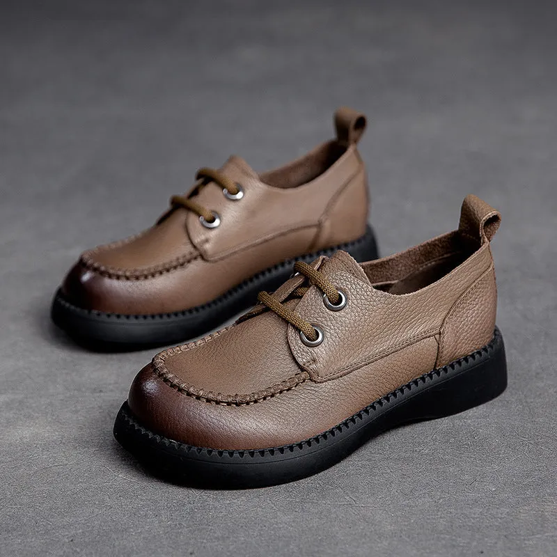 Women Retro Flat Leather Casual Shoes