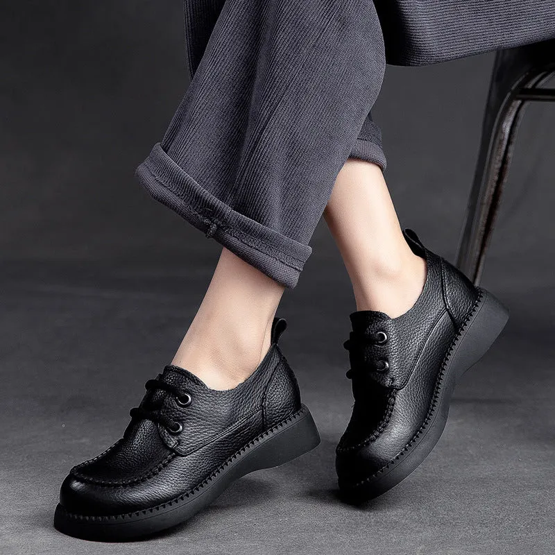 Women Retro Flat Leather Casual Shoes