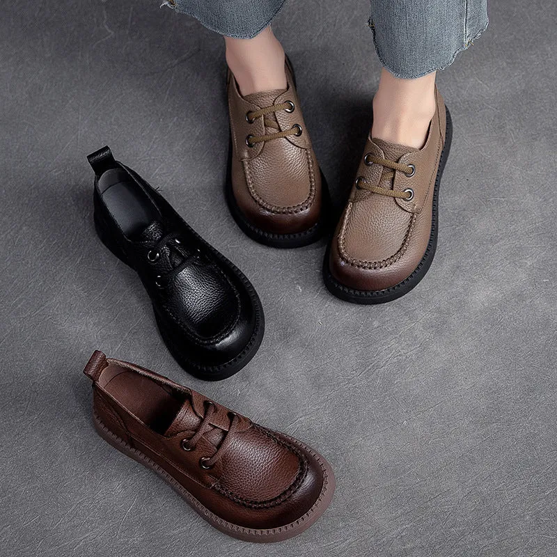Women Retro Flat Leather Casual Shoes