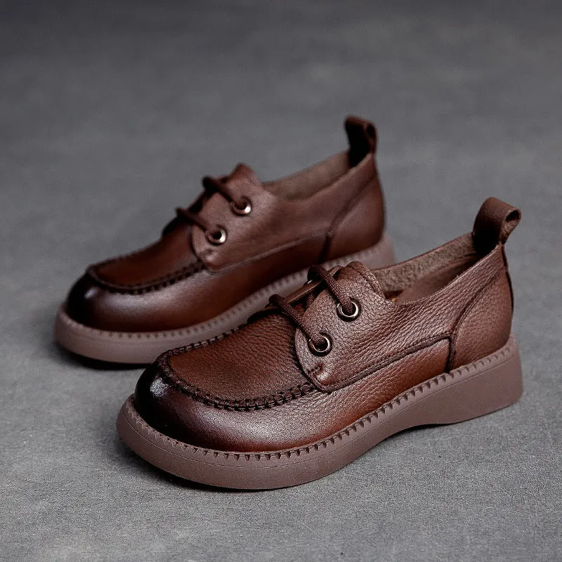 Women Retro Flat Leather Casual Shoes