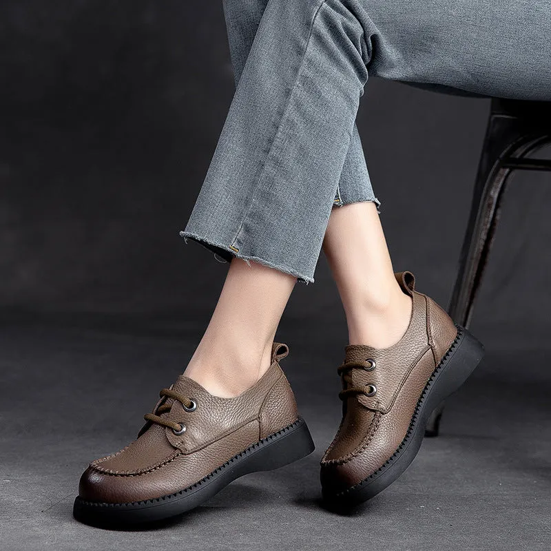 Women Retro Flat Leather Casual Shoes